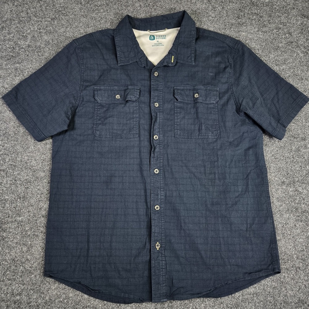 Sierra Designs Tech Shirt Men's XL Navy Short Sleeve Outdoor Hiking Gorpcore